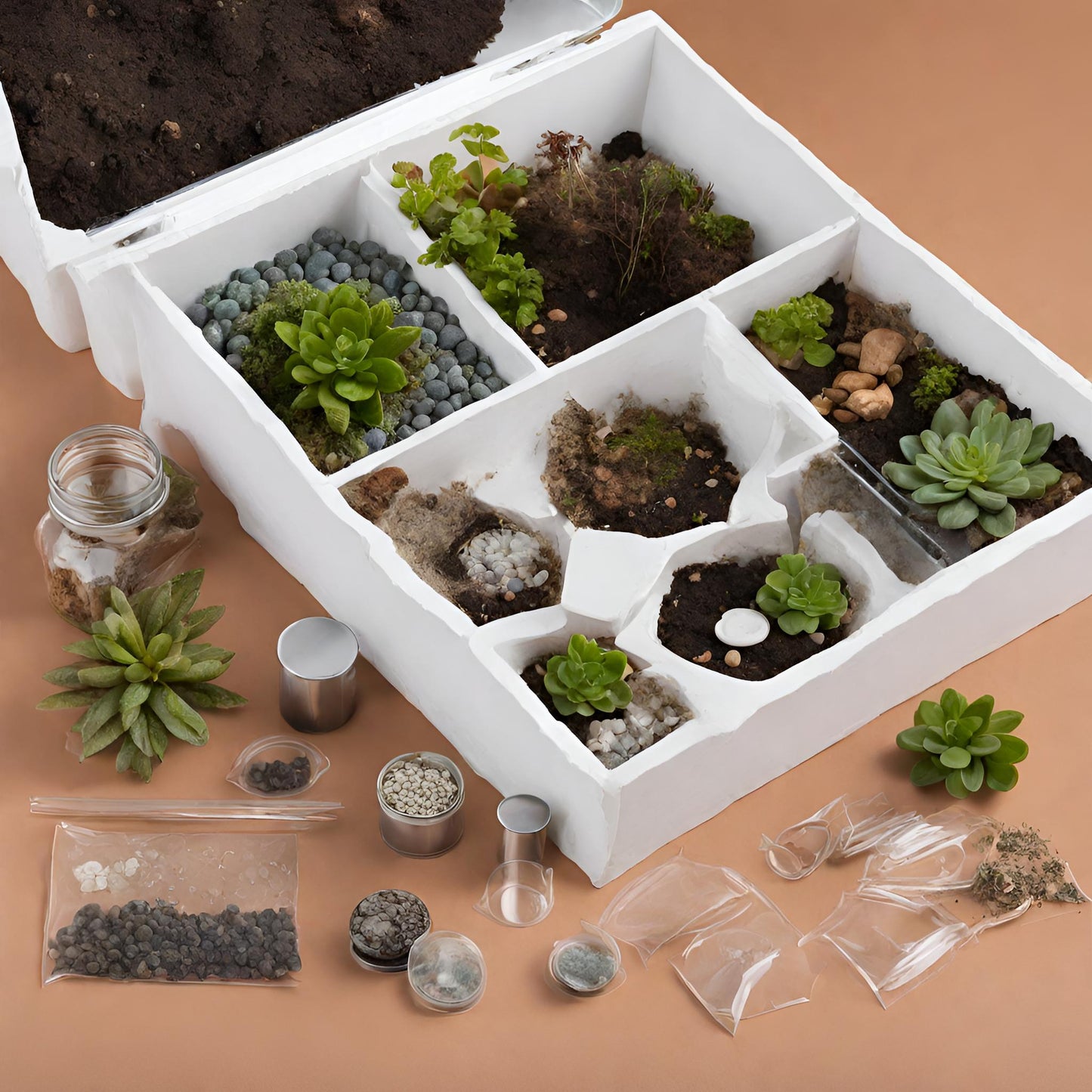 A Complete Terrarium Building Kit - Succulent Plant Kit